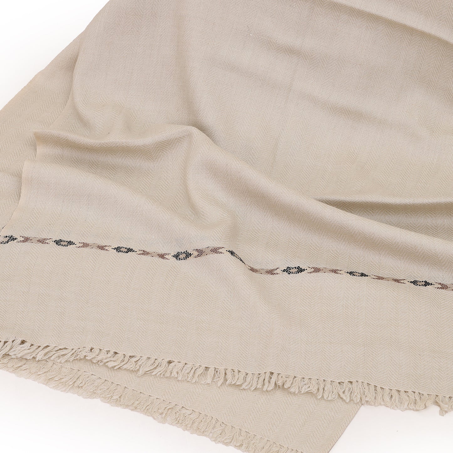 Premium Wool Shawl - Waves of Tradition (Graystone)