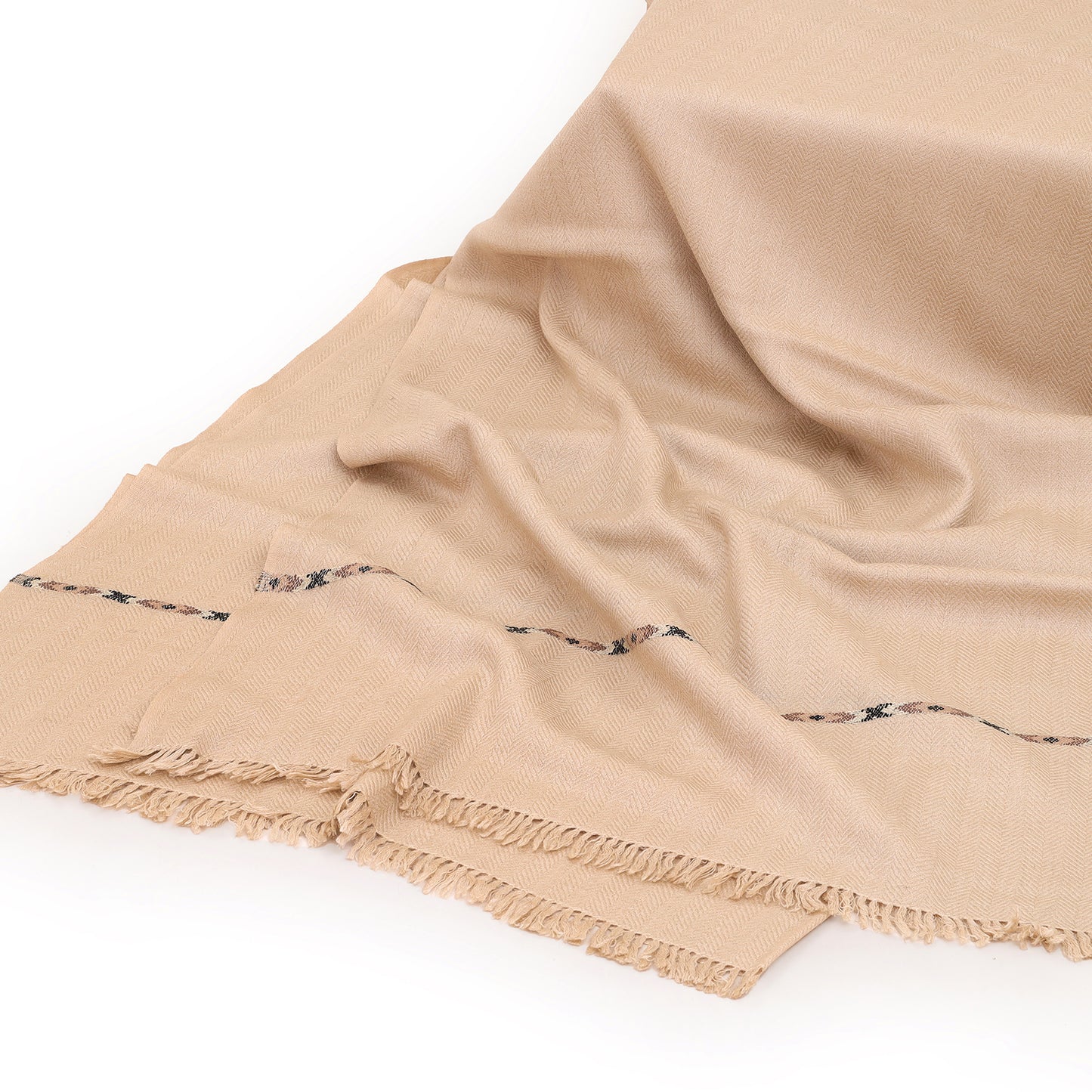 Premium Wool Shawl- Waves of Tradition (Brown)