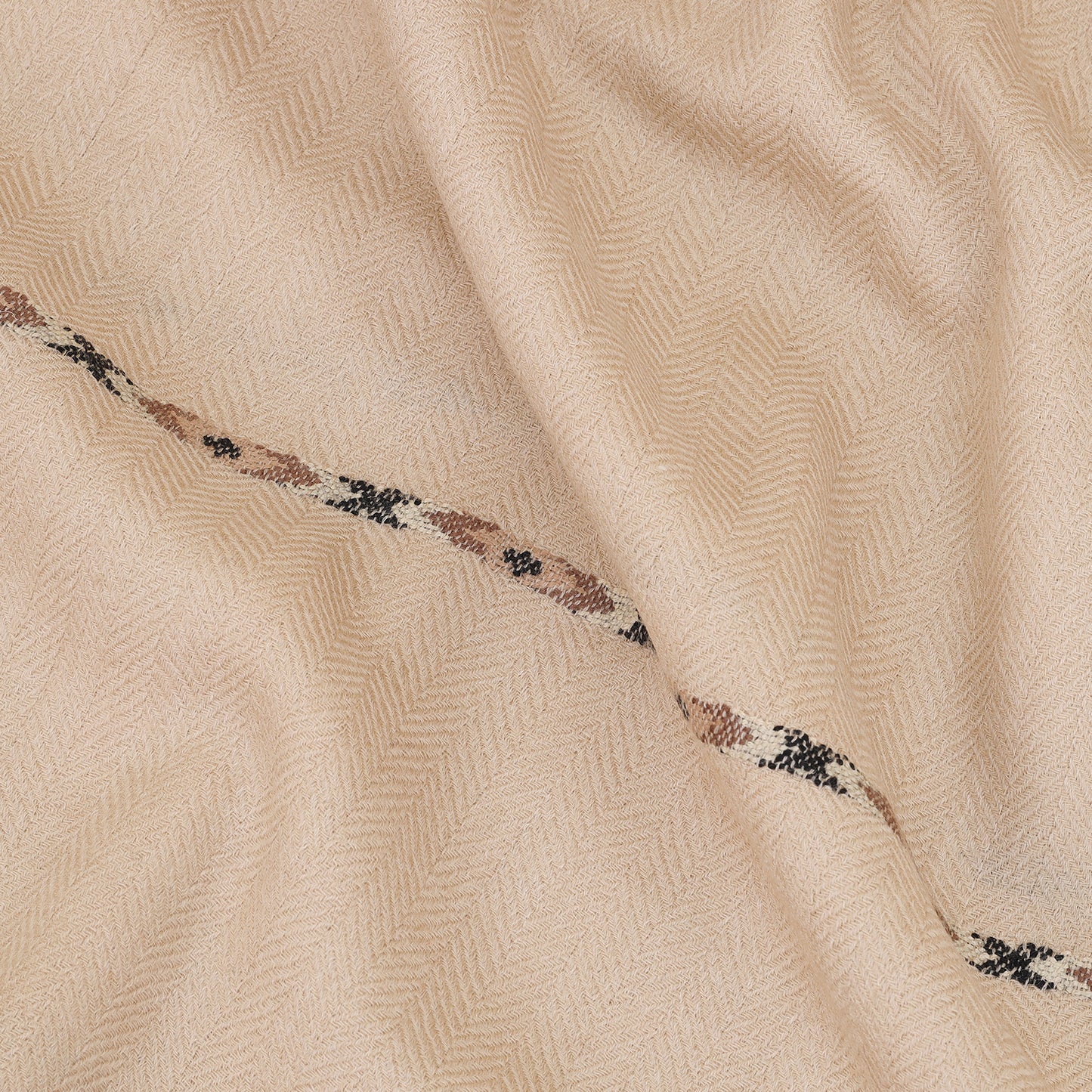 Premium Wool Shawl- Waves of Tradition (Brown)