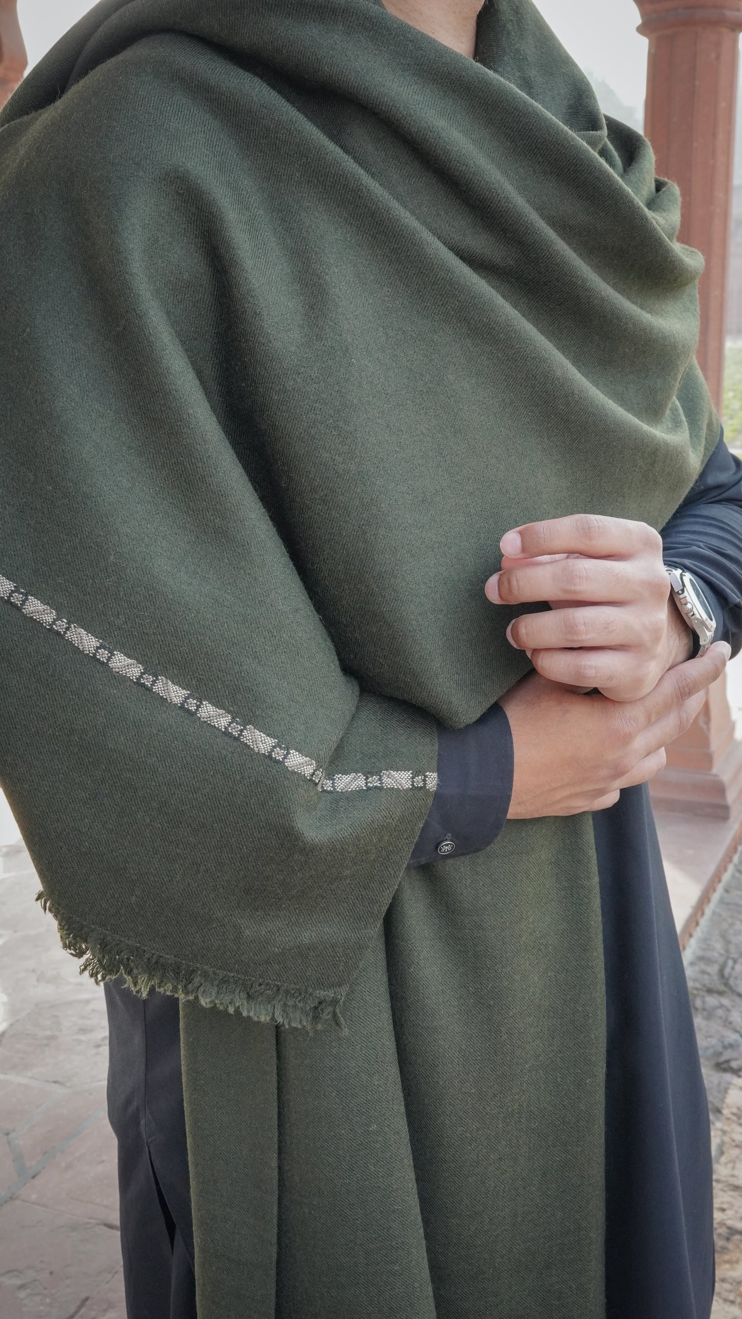 Exclusive Wool Shawl- Olive