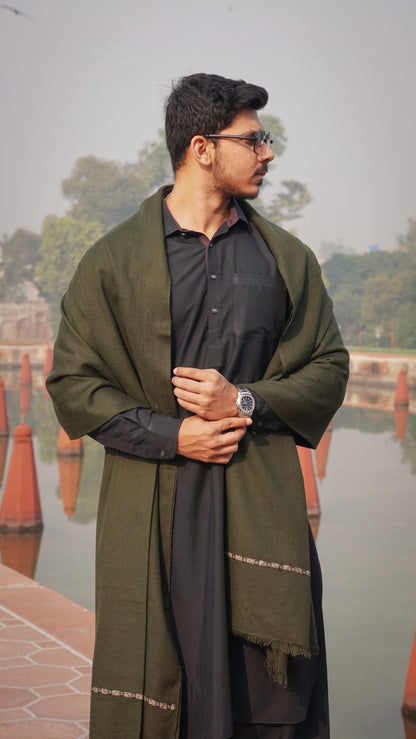 Exclusive Wool Shawl- Olive