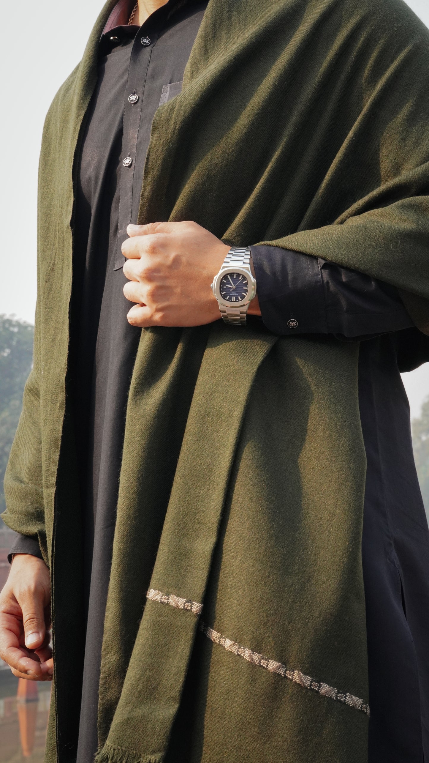 Exclusive Wool Shawl- Olive