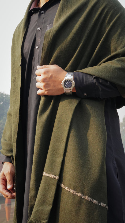 Exclusive Wool Shawl- Olive