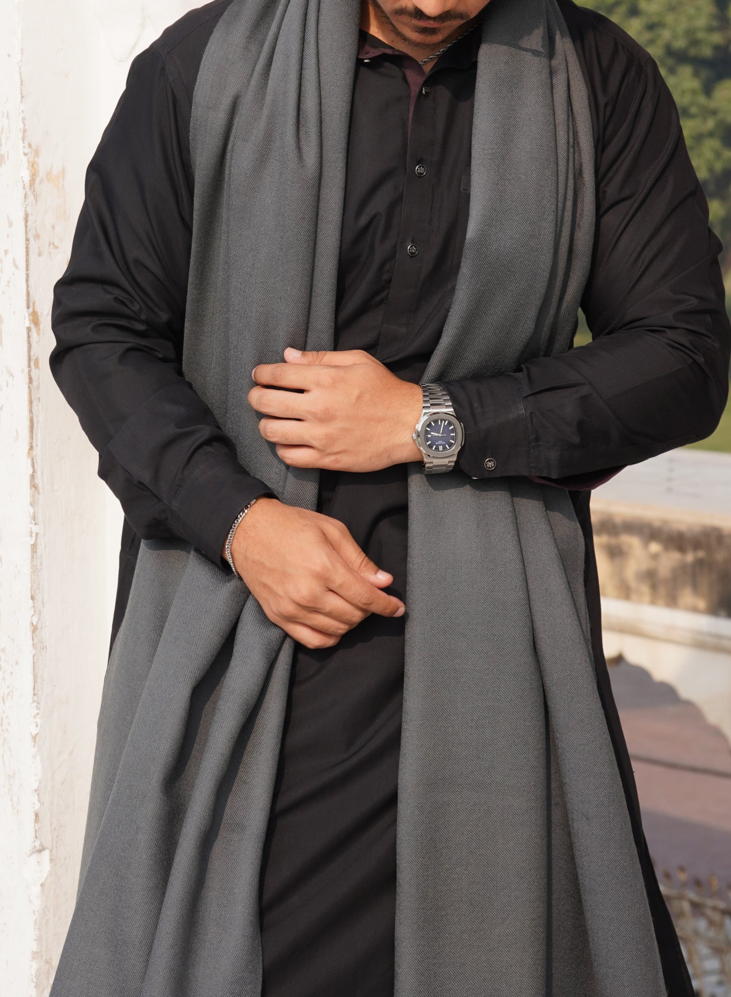 Exclusive Wool Shawl-Grey