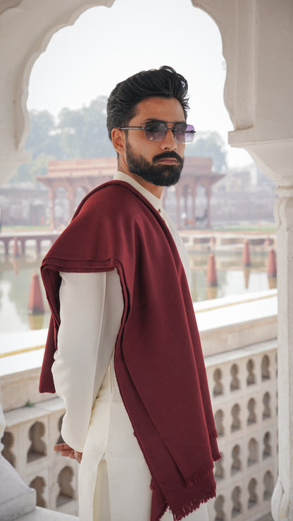 Luxury Wool Shawl-Maroon