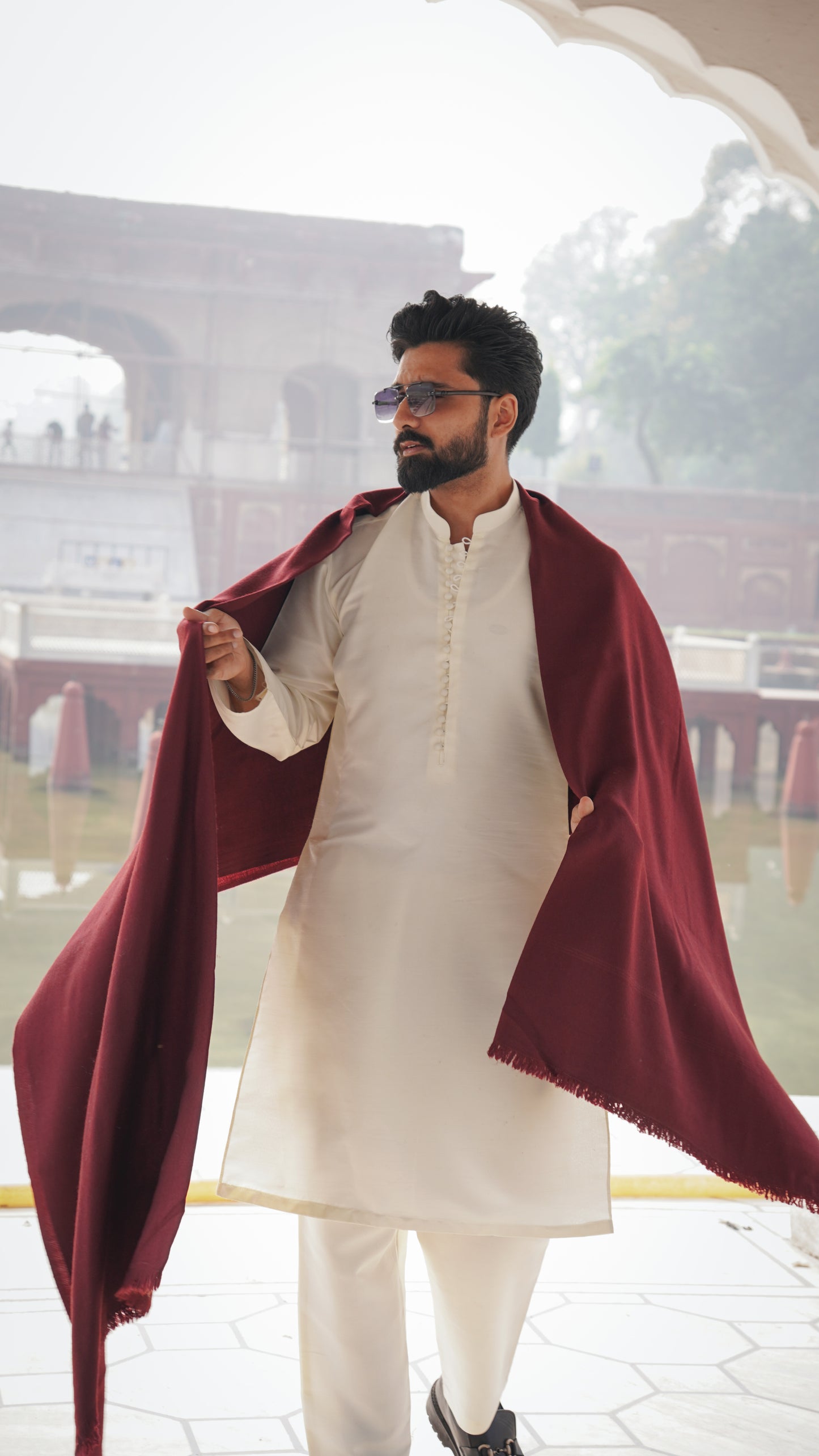 Luxury Wool Shawl-Maroon