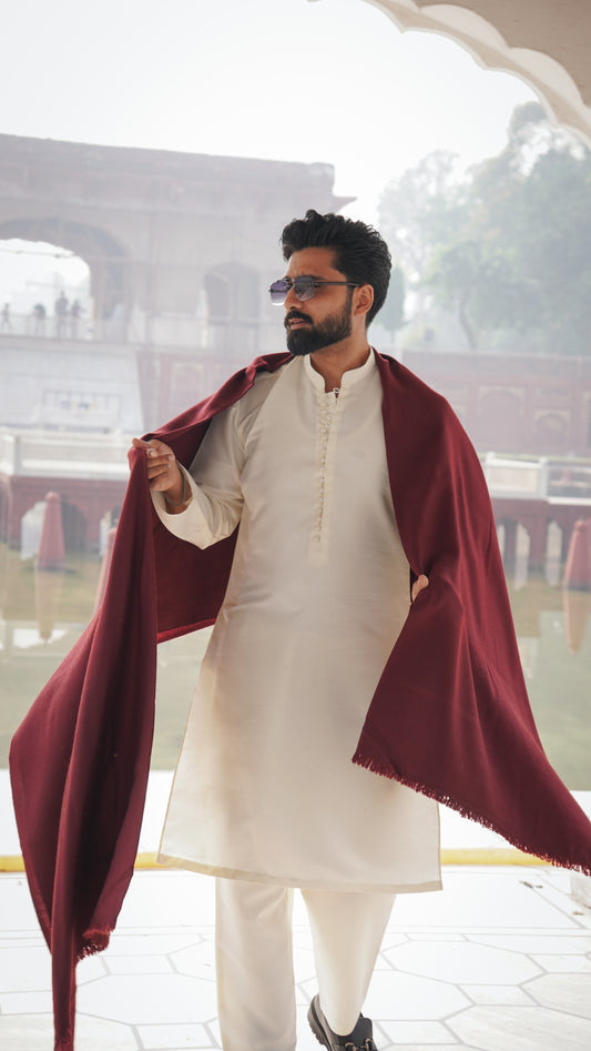 Luxury Wool Shawl-Maroon