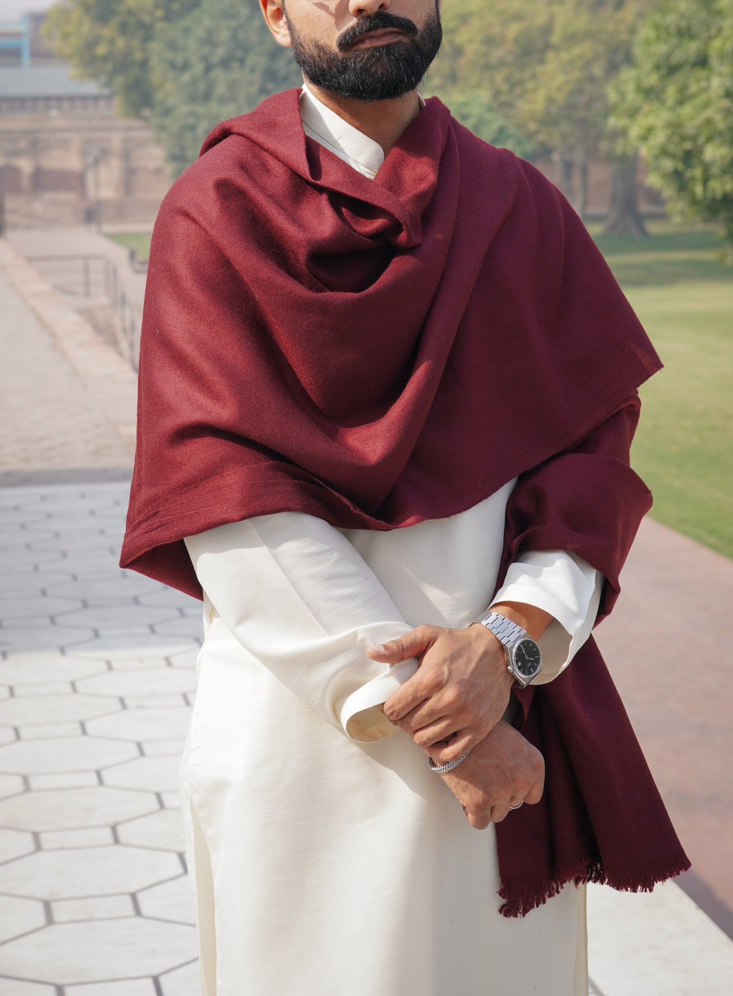 Luxury Wool Shawl-Maroon