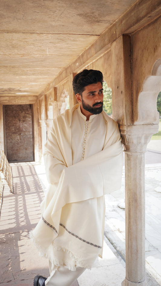 Luxury Wool Shawl - Off White