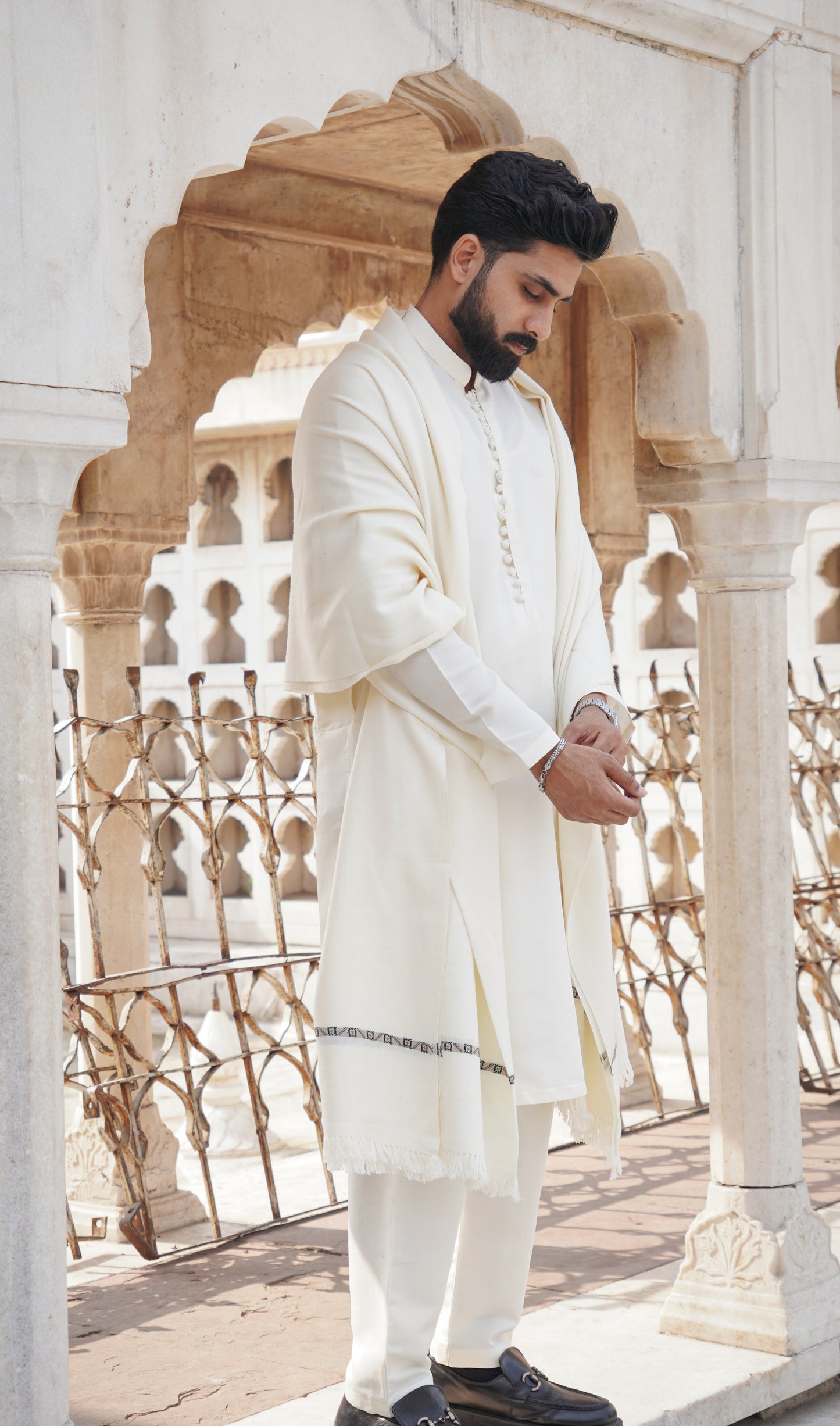 Luxury Wool Shawl - Off White