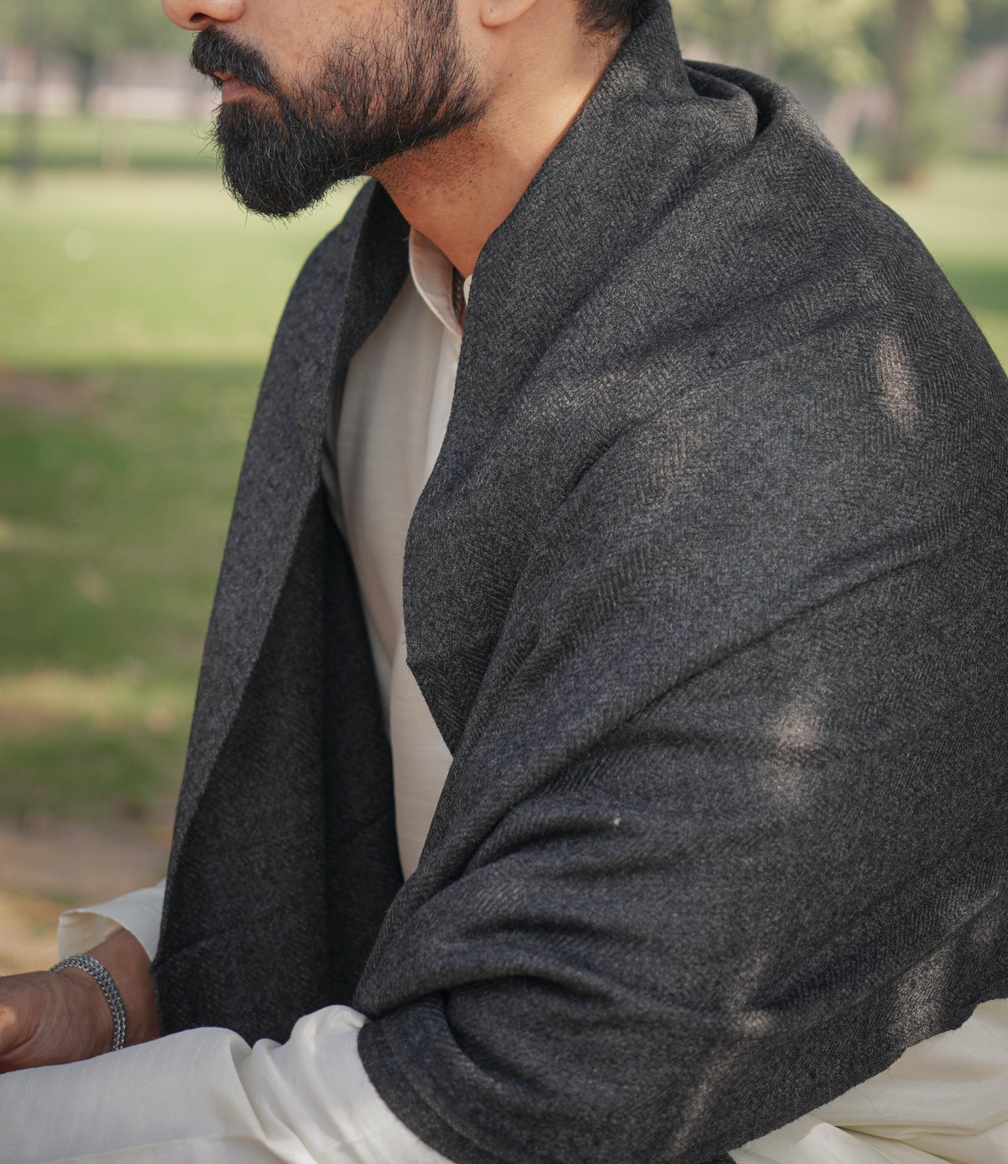 Elite Wool Shawl- Charcoal Grey