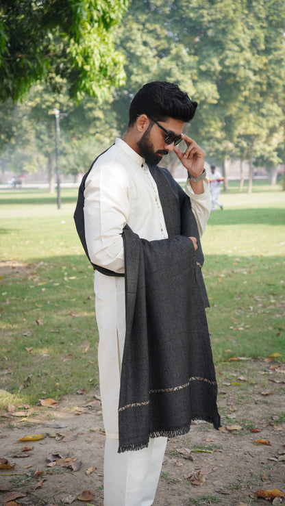 Elite Wool Shawl- Charcoal Grey