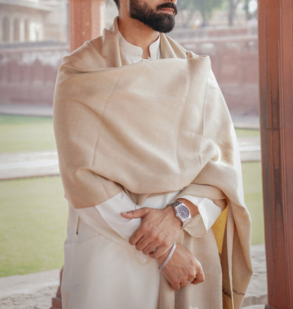 Heritage Wool Shawl - Patterned Khaki